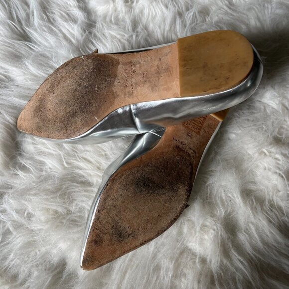 Marc by Marc Jacobs Silver Leather Ballet Maryjane Pointed Toe Flats - Picture 5 of 8